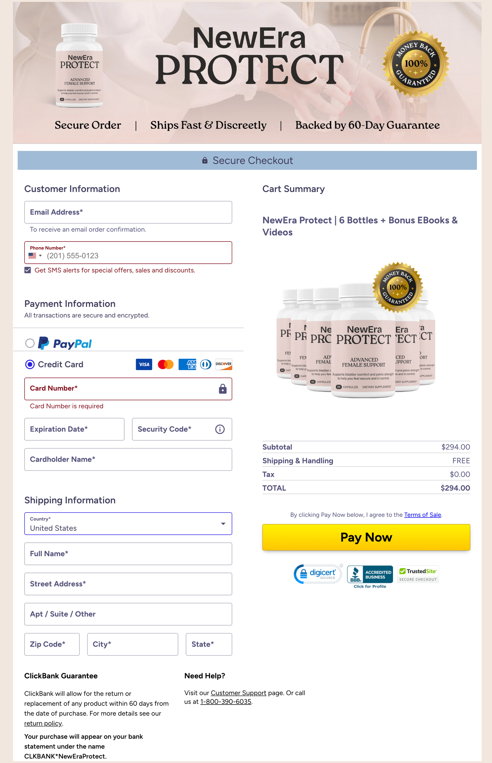 NewEra Protect Official Website Secure Order Page